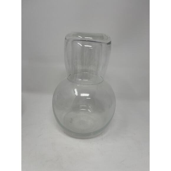 2 Pc Bedside Glass Tumble Up Table Side Carafe Set Pitcher and Cup 7.75" T - Picture 2 of 4